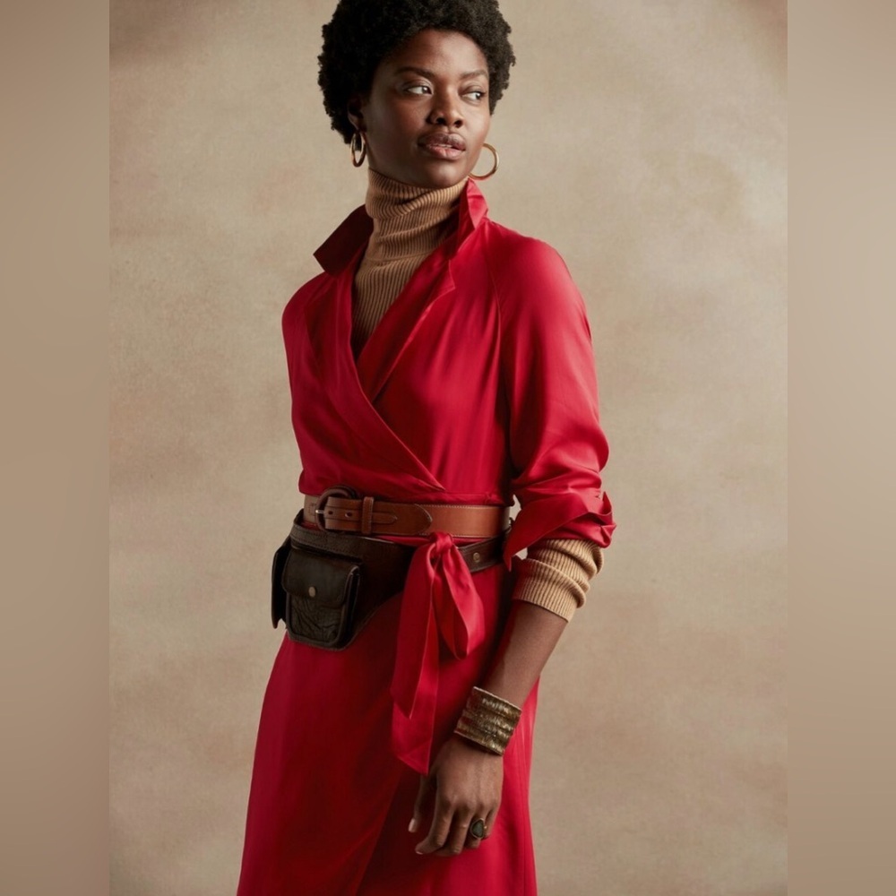 Banana Republic Red Sunset Blazer Wrap Dress